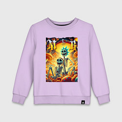 Свитшот хлопковый детский Морти и Рик - скелеты, цвет: лаванда