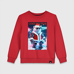 Свитшот хлопковый детский Cyber new year - polar bear, цвет: красный