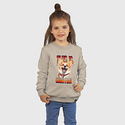 Свитшот хлопковый детский Корги с надписью Вот кто я, цвет: миндальный — фото 2