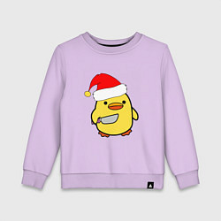 Свитшот хлопковый детский Новогодняя утка с ножом, цвет: лаванда