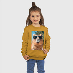 Свитшот хлопковый детский Модная капибара в очках, цвет: горчичный — фото 2