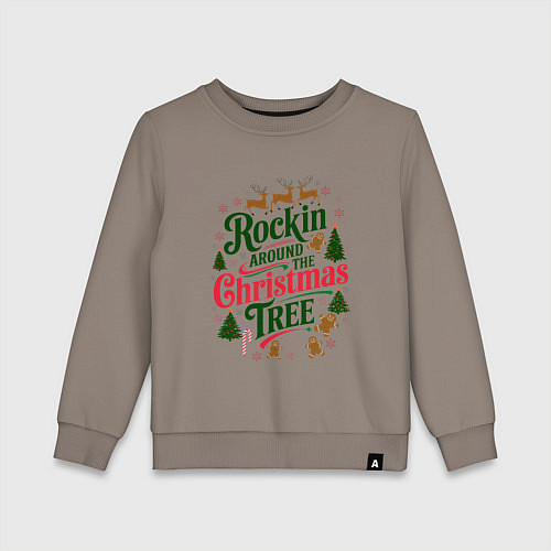 Детский свитшот Новогодняя атмосфера rockin around the christmas t / Утренний латте – фото 1