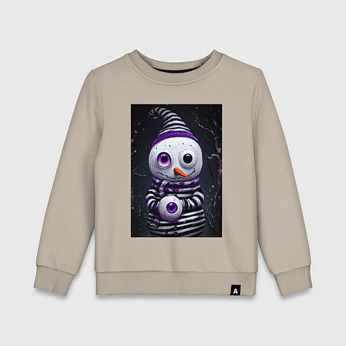 Детский свитшот Полосатый снеговик / Миндальный – фото 1