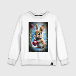 Детский свитшот Зайчик с новогодними шариками