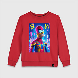 Свитшот хлопковый детский Homer Simpson and Spider man - collaboration, цвет: красный