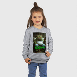 Свитшот хлопковый детский Кот скуф, цвет: меланж — фото 2