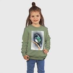Свитшот хлопковый детский Птичка на ветке, цвет: авокадо — фото 2