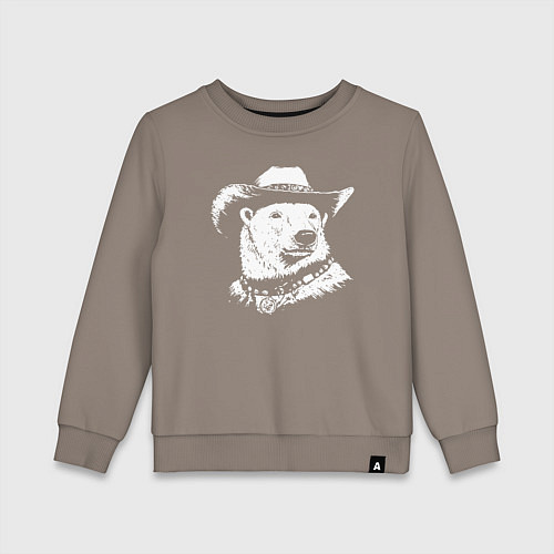 Детский свитшот Белый медведь ковбой / Утренний латте – фото 1