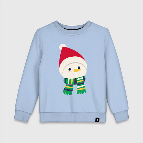 Детский свитшот Праздничный снеговик в красной шапочке / Мягкое небо – фото 1