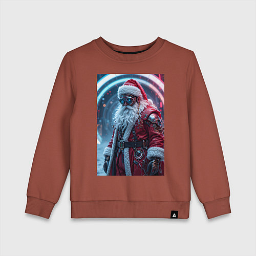 Детский свитшот Дед мороз киберпанк / Кирпичный – фото 1