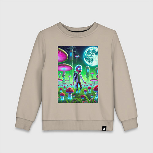 Детский свитшот Морти потерял Рика на мухоморной планете / Миндальный – фото 1