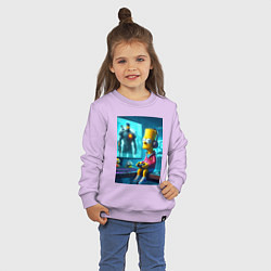 Свитшот хлопковый детский Bart Simpson is an avid gamer, цвет: лаванда — фото 2