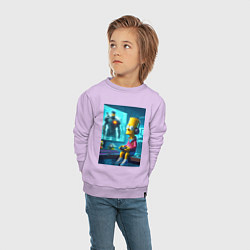 Свитшот хлопковый детский Bart Simpson is an avid gamer, цвет: лаванда — фото 2