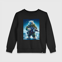 Свитшот хлопковый детский Polar bear - special forces, цвет: черный