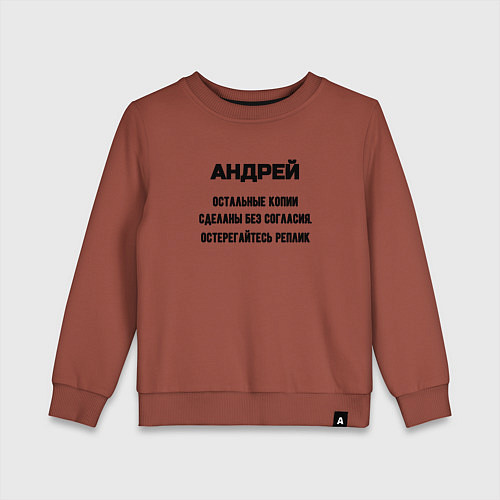 Детский свитшот Андрей оригинальная версия / Кирпичный – фото 1