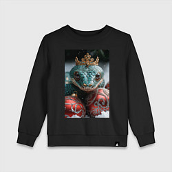 Свитшот хлопковый детский Новогодняя змея королева, цвет: черный