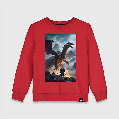 Детский свитшот Сражение с драконом / Красный – фото 1
