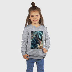Свитшот хлопковый детский Веном в профиль - нейроарт фантазия, цвет: меланж — фото 2