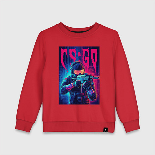 Детский свитшот Counter Strike go - neon glow / Красный – фото 1