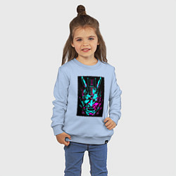 Свитшот хлопковый детский Киберпанк самурай цифровой, цвет: мягкое небо — фото 2