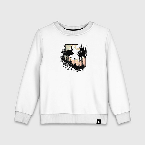 Детский свитшот Велосипедист и медведь / Белый – фото 1