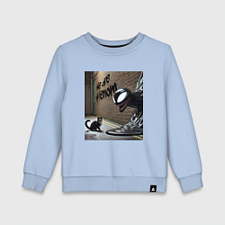 Свитшот хлопковый детский Cat and Symbiote - we are Venom meme, цвет: мягкое небо