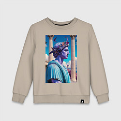 Свитшот хлопковый детский Античный герой и архитектура, цвет: миндальный