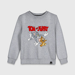 Свитшот хлопковый детский Том и Джерри - погоня, цвет: меланж