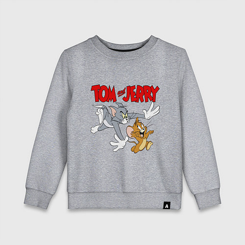 Детский свитшот Том и Джерри - погоня / Меланж – фото 1