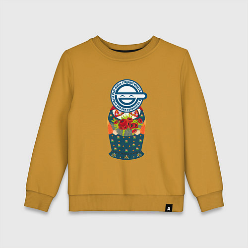 Детский свитшот Матрёшка смеющийся человек / Горчичный – фото 1