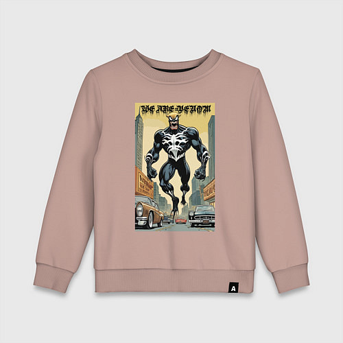 Детский свитшот We are Venom - retro meme / Пыльно-розовый – фото 1