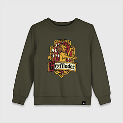 Свитшот хлопковый детский Hogwarts - gryffindor logo, цвет: хаки