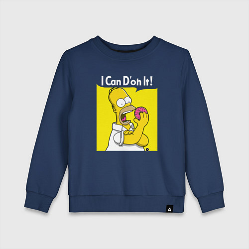 Детский свитшот Гомер с пончиком / Тёмно-синий – фото 1