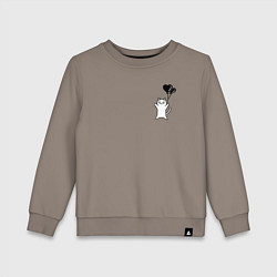 Свитшот хлопковый детский Белая кошка с шариком, цвет: утренний латте