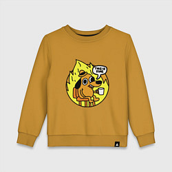 Свитшот хлопковый детский Пес в огне - все в порядке, цвет: горчичный