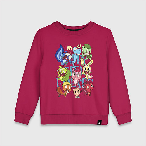 Детский свитшот Счастливые лесные друзья / Маджента – фото 1