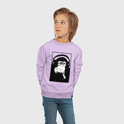 Свитшот хлопковый детский Monkey in the headphones, цвет: лаванда — фото 2