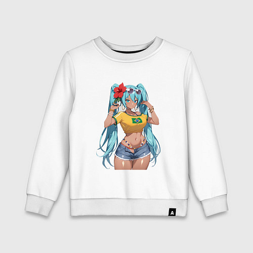 Детский свитшот Miku Hatsune с цветком / Белый – фото 1