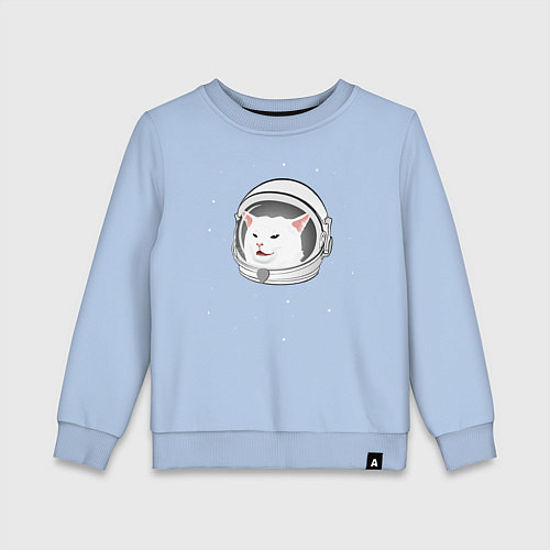 Детский свитшот Кот-мем в скафандре / Мягкое небо – фото 1