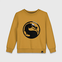 Свитшот хлопковый детский Смертельная битва - логотип, цвет: горчичный