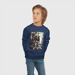 Свитшот хлопковый детский Dude bull terrier is a New Yorker, цвет: тёмно-синий — фото 2