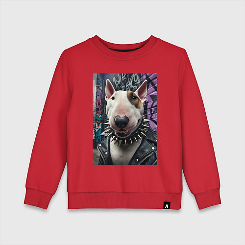 Детский свитшот Морда крутого бультерьера / Красный – фото 1
