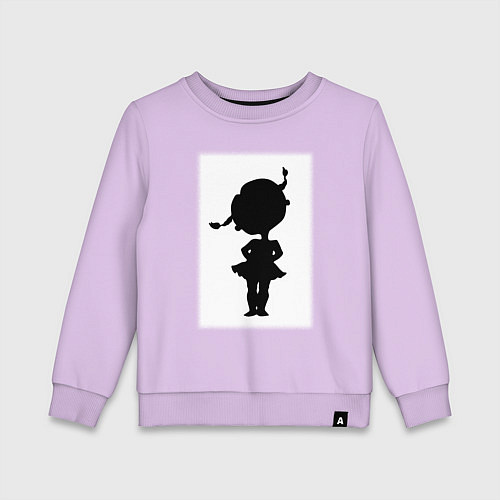 Детский свитшот Силуэт поцелуй она - для пары / Лаванда – фото 1