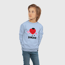 Свитшот хлопковый детский Бонжур, цвет: мягкое небо — фото 2