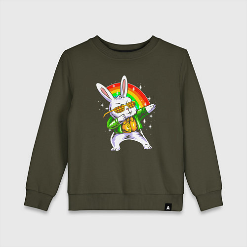 Детский свитшот Rainbow rabbit / Хаки – фото 1