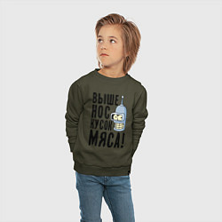 Свитшот хлопковый детский Выше нос кусок мяса, цвет: хаки — фото 2