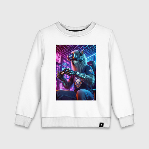 Детский свитшот Крутой волчара - киберспорт / Белый – фото 1
