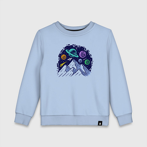 Детский свитшот Космос над горами / Мягкое небо – фото 1