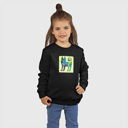Свитшот хлопковый детский Декоративный кот в орнаментах на желтом, цвет: черный — фото 2