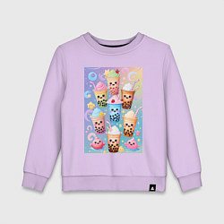 Детский свитшот Улыбающиеся яркие разноцветные стаканчики с bubble